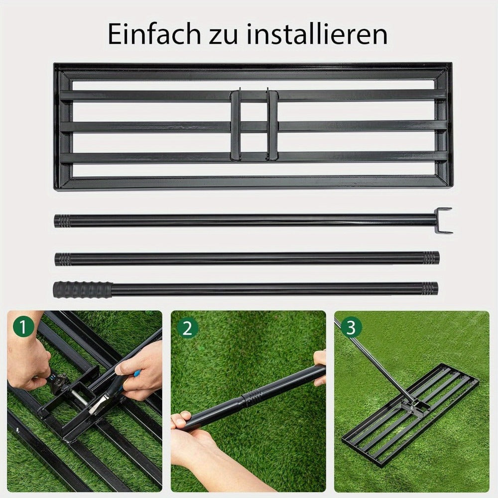 Rastrillo Nivelador de Césped Manual 76 X 25 Cm, Espátula para Césped de Jardín, Herramienta de Rastrillo de Arena Sin Esfuerzo con Mango de 229 Cm, Rastrillo para Jardín, Campo de Golf (Verde: 25*74.5*190cm; Plata: 35*75*190cm; Plata: 24.5*42.5*191cm Neg
