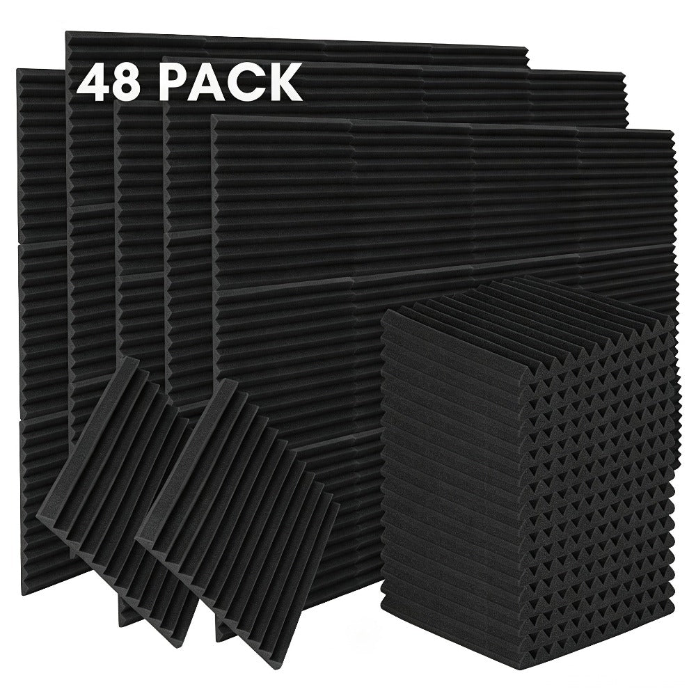 24/48/72 piezas Paneles Acústicos, 30x30x2.5 cm, Espuma 3D para Aislamiento Acústico, Paneles de Espuma Autoadhesivos para Absorción de Sonido, Reducción de Eco en Hogar, Oficina, Estudio de Podcast, Espuma para Aislamiento Acústico