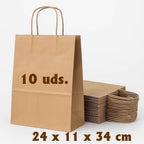 10/25/100 Uds Bolsas de Papel Marrón con Asa Rígida Bolsas Kraft para Comercio Regalos Navidad y Manualidades DIY