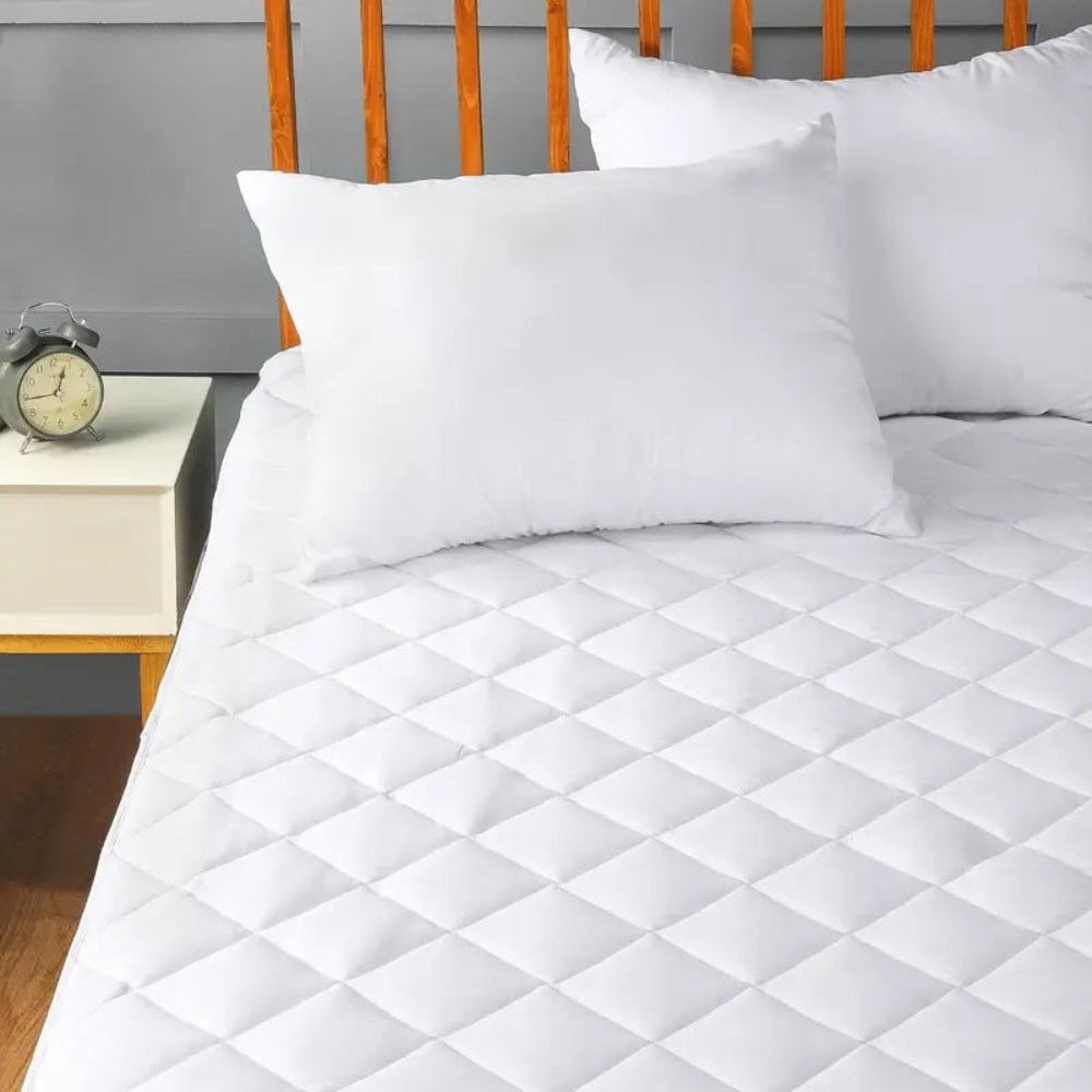 Protector de colchón acolchado extra grueso | Elástico ajustable hasta 30 cm, lavable a máquina, juego de cama liso (funda de almohada no incluida)