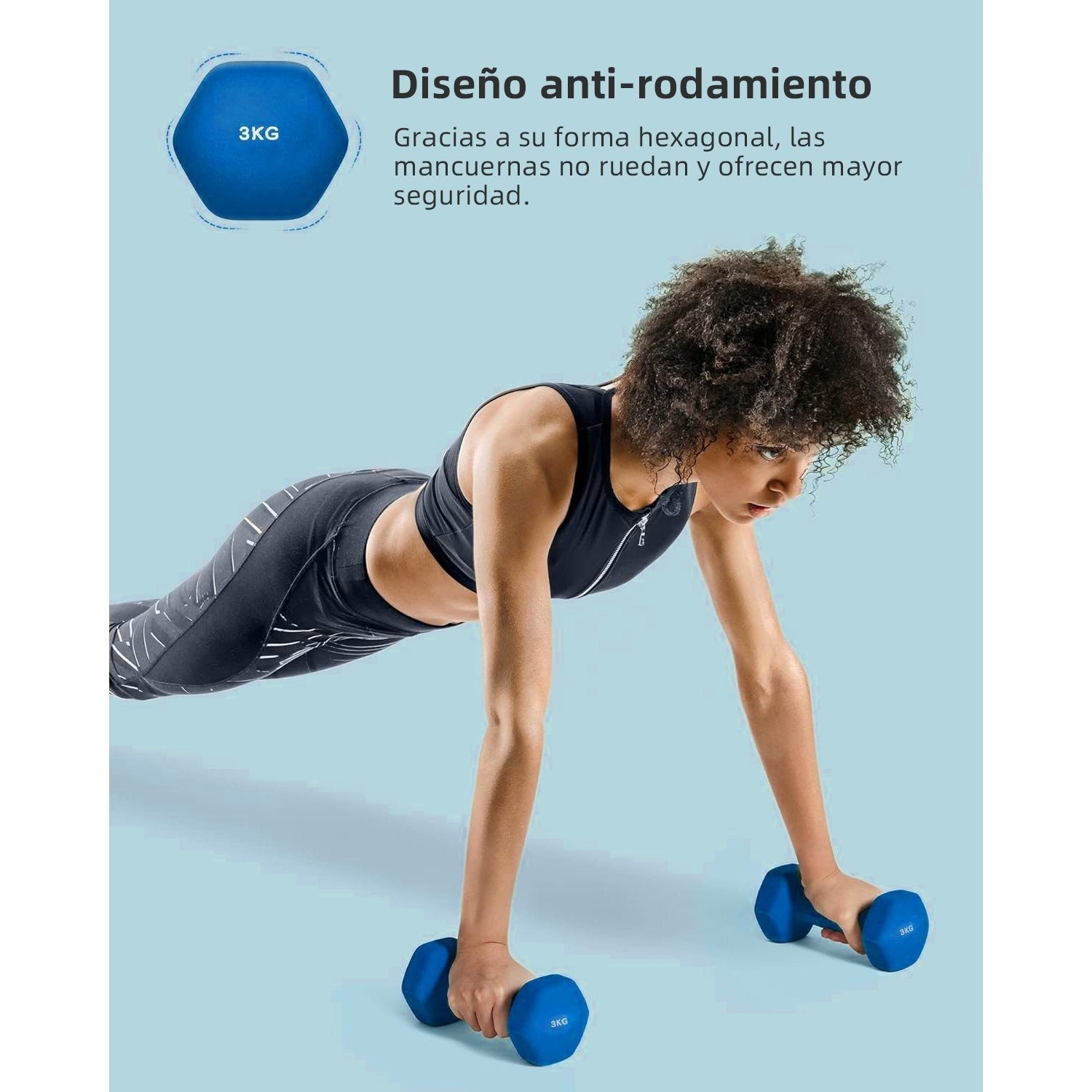 Mancuernas Fijas de Neopreno para Ejercicios en Gimnasio | Material: Hierro con Revestimiento de Vinilo | Pesas para Mujeres y Hombres