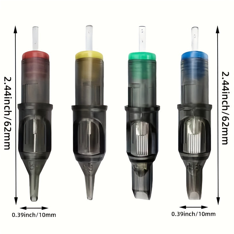 50 Agujas de Cartucho para Tatuaje Poseidon Surtidas en Varios Tamaños, Incluyendo Tipos Redondo Liner, Shader y Magnum, Disponibles en Opciones Curvas y Redondas