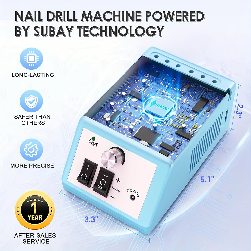 Lima Eléctrica para Uñas 20000 RPM, Pulidora de Acrílico y Gel, Herramienta Profesional Manicura Pedicura en Casa o Salón