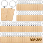 100/200 piezas de llaveros cuadrados de madera sin terminar, 7.22inch