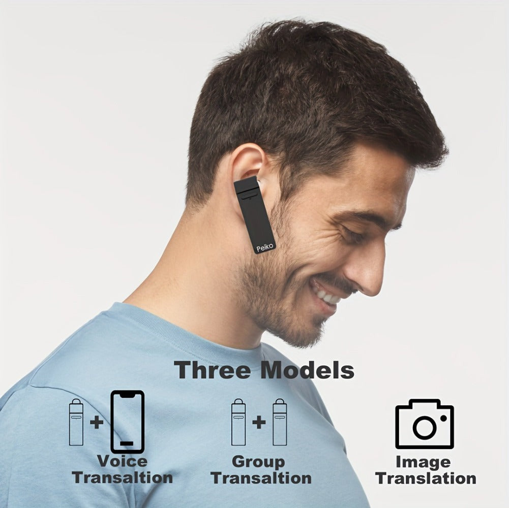 PEIKO WOLRD Auricular con Traductor de Idiomas: Soporte para 136 Idiomas, Traducción en Vivo y Voz Sin Conexión a Internet (11 Lenguas)