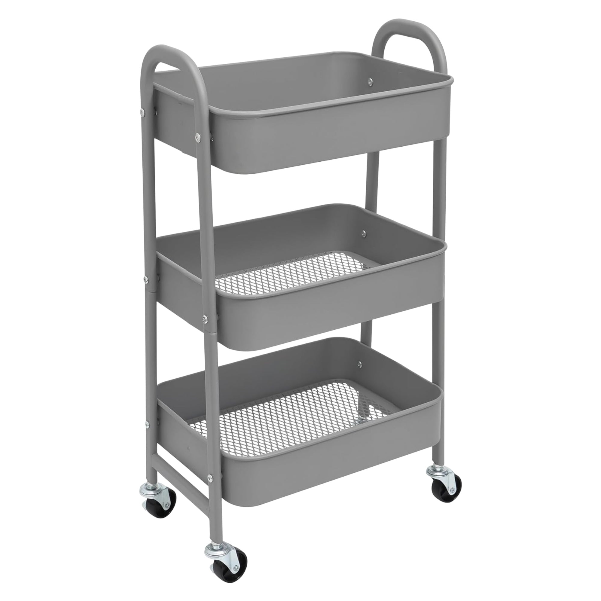 Estantera Metlica Modular de Almacenaje: Organizacin Verstil para Espacios Amplios y Compactos - Acero Galvanizado + 4 Baldas MDF, 70 x 39 x 29cm - 100Kg por Balda Estanteria cesta cesto de Fruta o Multiuso de 3 pisos ( fruta-001)