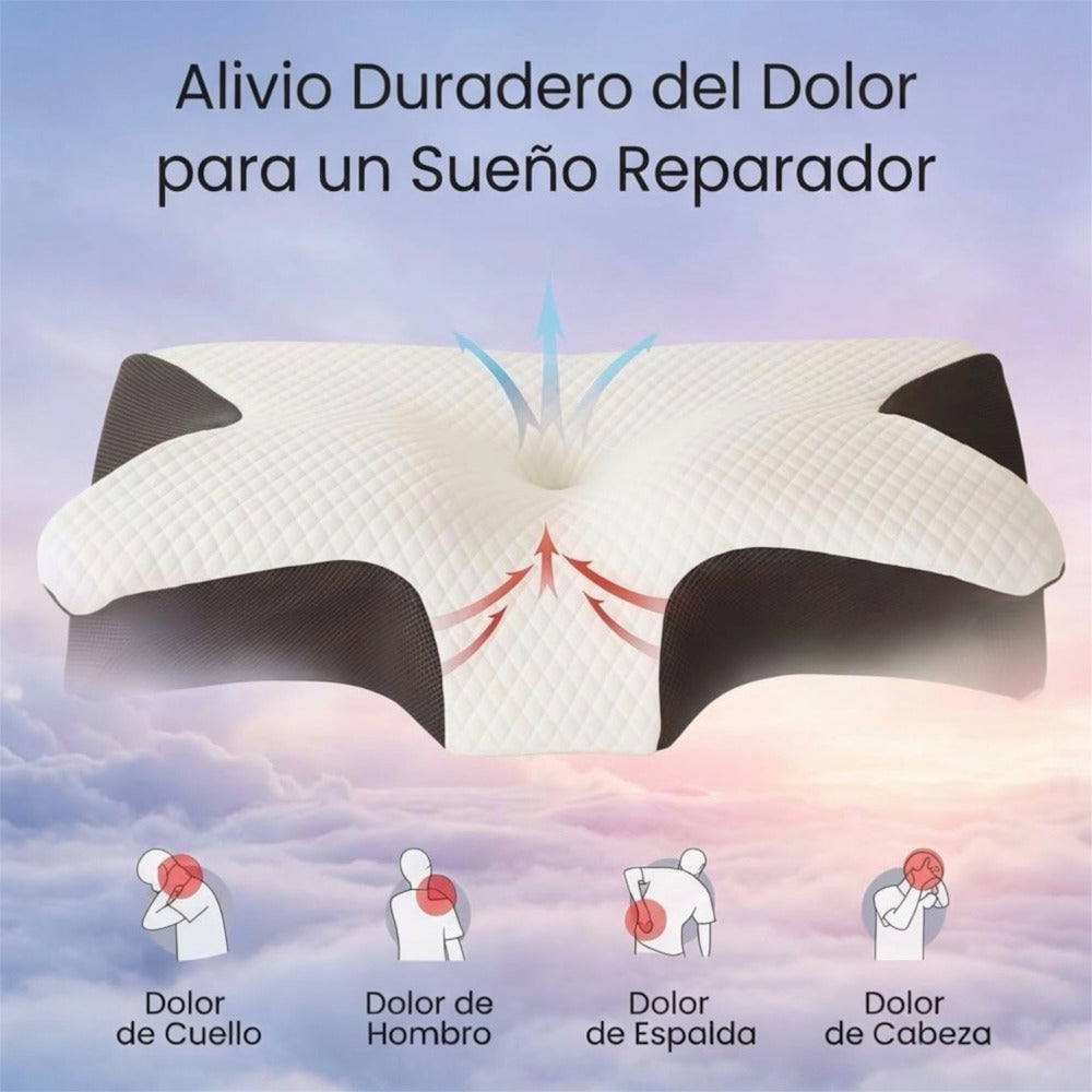 Almohada Cervical, 2 en 1 Almohada Ergonómico Espuma de Memoria Almohada para Soporte de Cabeza/Cuello/Hombro, Relajación y Alivio del Estrés, 60x40x12/14cm