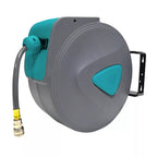 Soporte de manguera gris para pared con carrete de manguera neumático y conexión automática de 1/4''