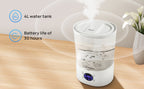 Humidificador de 4L con llenado superior para dormitorio, hogar, habitación grande de 25-35 m², 30 horas de autonomía, salida de 270 ml/h, 3 niveles de niebla con control de humedad del 45 %-90 %, 30 dB de silencio, control remoto, apagado automático - Id