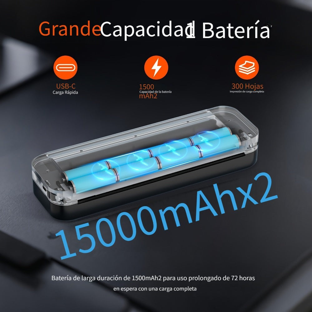 Impresoras Portátiles Inalámbricas para Viajes, Impresora Térmica Inalámbrica Mini sin Tinta Mejorada Compatible con Android, IOS y Portátil, Soporta 21.59cm X 27.94cm Carta de EE. UU. y A4, Impresora Móvil Pequeña Portátil para Viajes y Hogar (con 3 hoja
