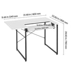 Mesa de Costura VEVOR, Mesa Multiusos para Máquina de Coser con Estante Lateral Plegable, Estante Ajustable, Patas de Acero, Escritorio para Computadora en Hogar, Estudio de Moda, Estudio de Arte, Institución Educativa, Blanco