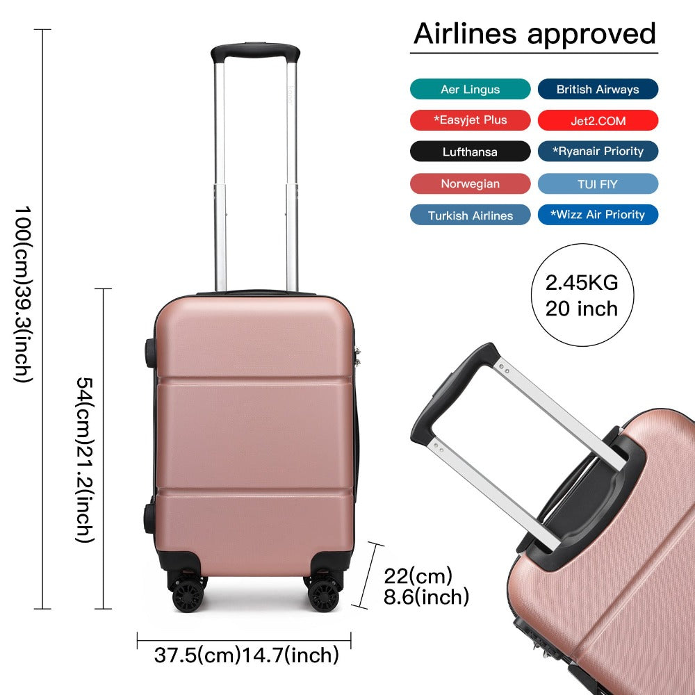 1 pieza de maleta de cabina de 20 pulgadas (55 cm) de ABS prémium con candado de combinación seguro para viajes sin esfuerzo, regreso a clases, regalo de vacaciones