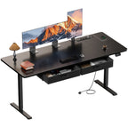 Escritorio Eléctrico Extra Grande Ajustable en Altura, Escritorio Eléctrico Vertical, Escritorio de Ordenador Ajustable en Altura, Mesa de Oficina Gaming Vertical con 2 Ganchos, para Oficina Moderna, Adultos