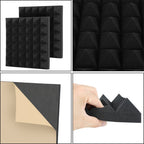 Paneles Acústicos 3D 30x30x2.5cm Autoadhesivos, Espuma Aislante de Sonido para Paredes - Paneles de Absorción Acústica para Estudio, Aislamiento Acústico para Hogar u Oficina, Reducción de Ruido 24/48/72 Piezas