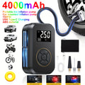 Inflador de neumáticos portátil inalámbrico de 120 vatios con pantalla digital para coche, compresor de aire para motocicleta, inflador de neumáticos inalámbrico portátil para coche con luz LED y adaptador de boquilla