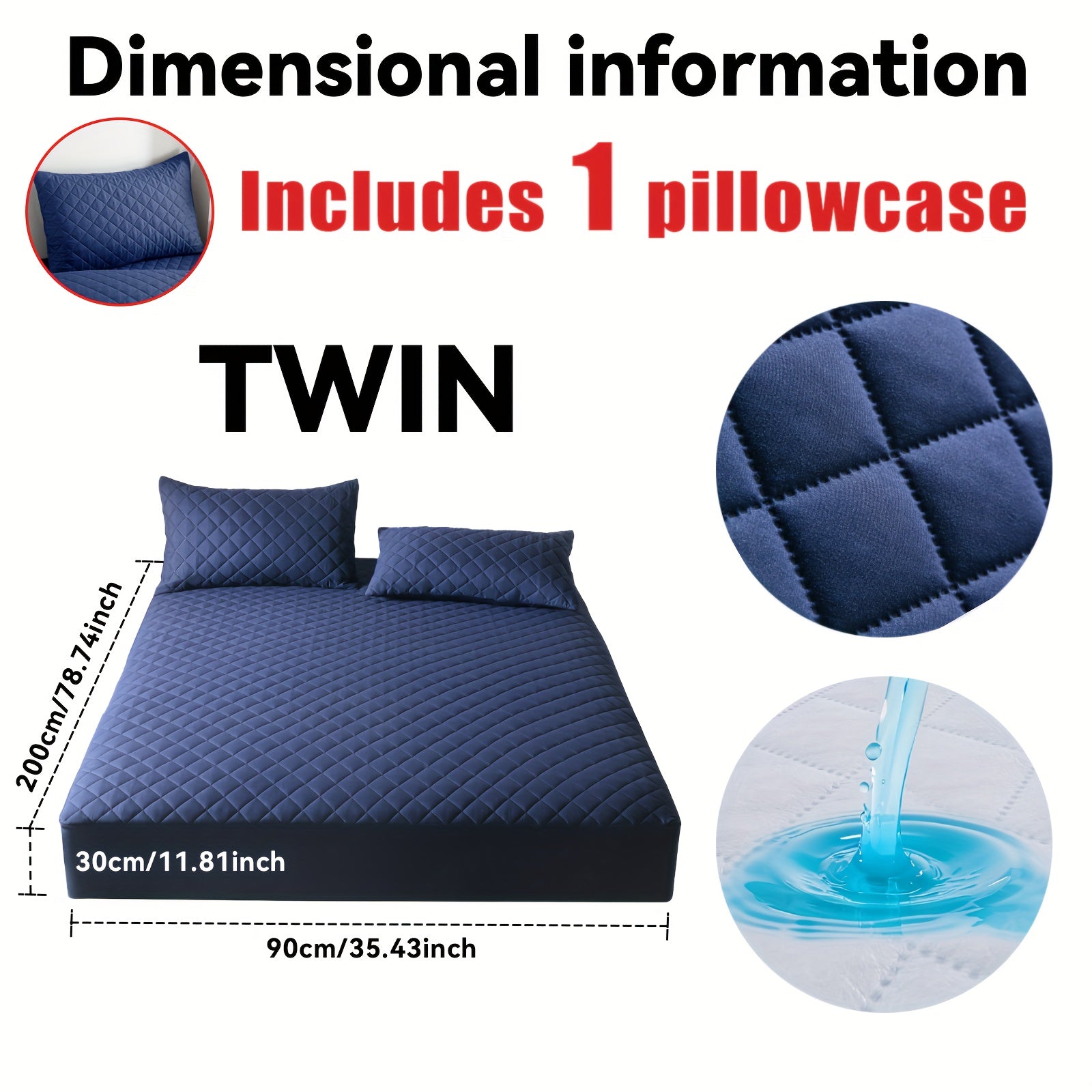 Este es un set de 3 piezas que incluye una funda protectora de colchón ultrasuave e impermeable y una media funda de almohada (el relleno de la almohada no está incluido). Cuenta con un diseño grueso y cálido en un color sólido, lo que lo convierte en una