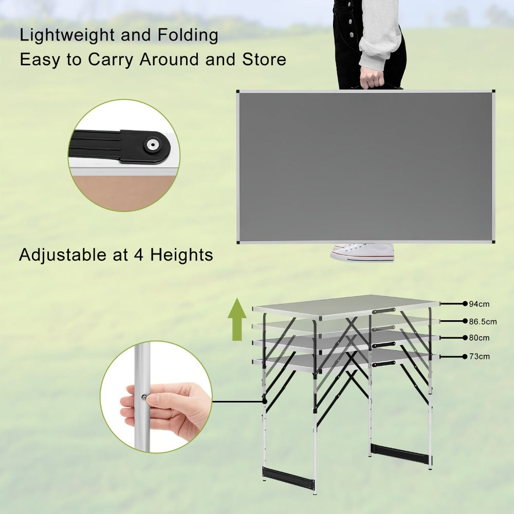 1pc Mesa de Picnic Plegable para Exteriores, Mesa Plegable Ligera para Camping, Aleación de Aluminio, Soporte a Prueba de Óxido, Resistente a los Arañazos, Resistente al Desgaste, Mesa Gruesa, Mesa Plegable Portátil para Camping, Uso Dual para Exteriores