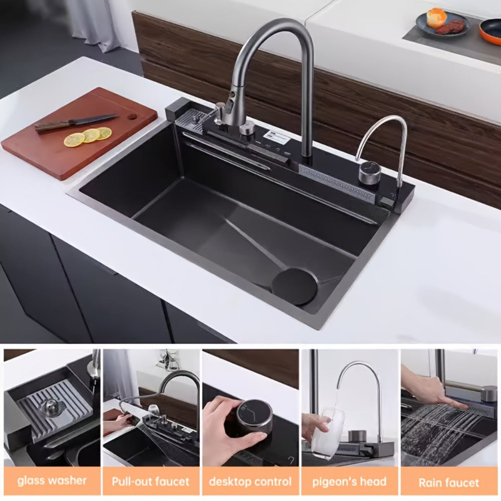 Fregadero de acero inoxidable con accesorios 44.96 cm | Cocina, bar y preparación