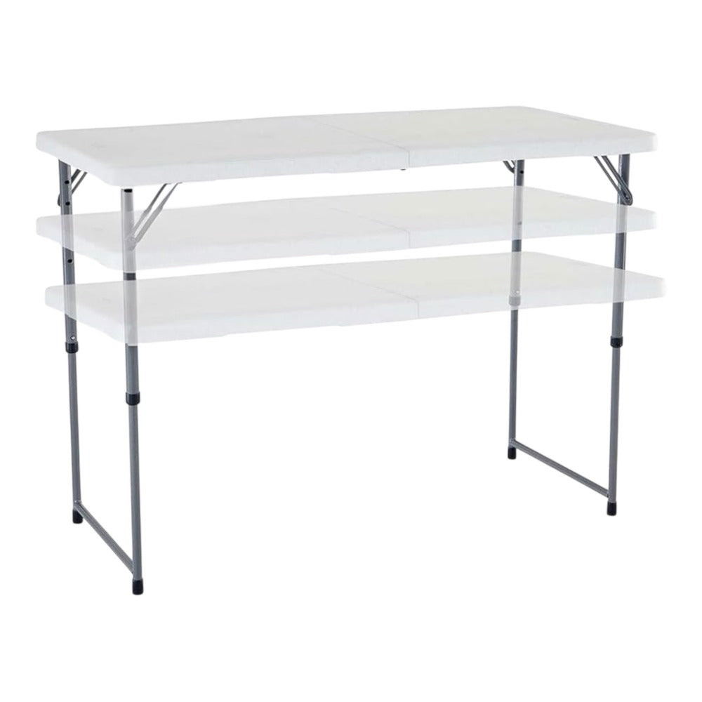 Mesa plegable multiusos ultrarresistente para 4 personas maximo 363kgs protección uv 122x61x56 - 91,5 cm UV100