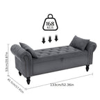 Banco de Almacenamiento, Caja de Almacenamiento de Terciopelo para la Cama con Tapa, Reposapiés con Patas de Madera Resistente, Capacidad de Carga de 168KG, Banco de Sofá para Dormitorio/Sala de Estar, 133X53X46Cm (Gris/Azul/Beige)