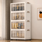 Armario de Almacenamiento Plegable con Ruedas y Puertas - Extra Gran Capacidad, Diseño Transparente para Dormitorio, Organización de Armario para Ropa, Documentos, Juguetes - Organizador de Plástico
