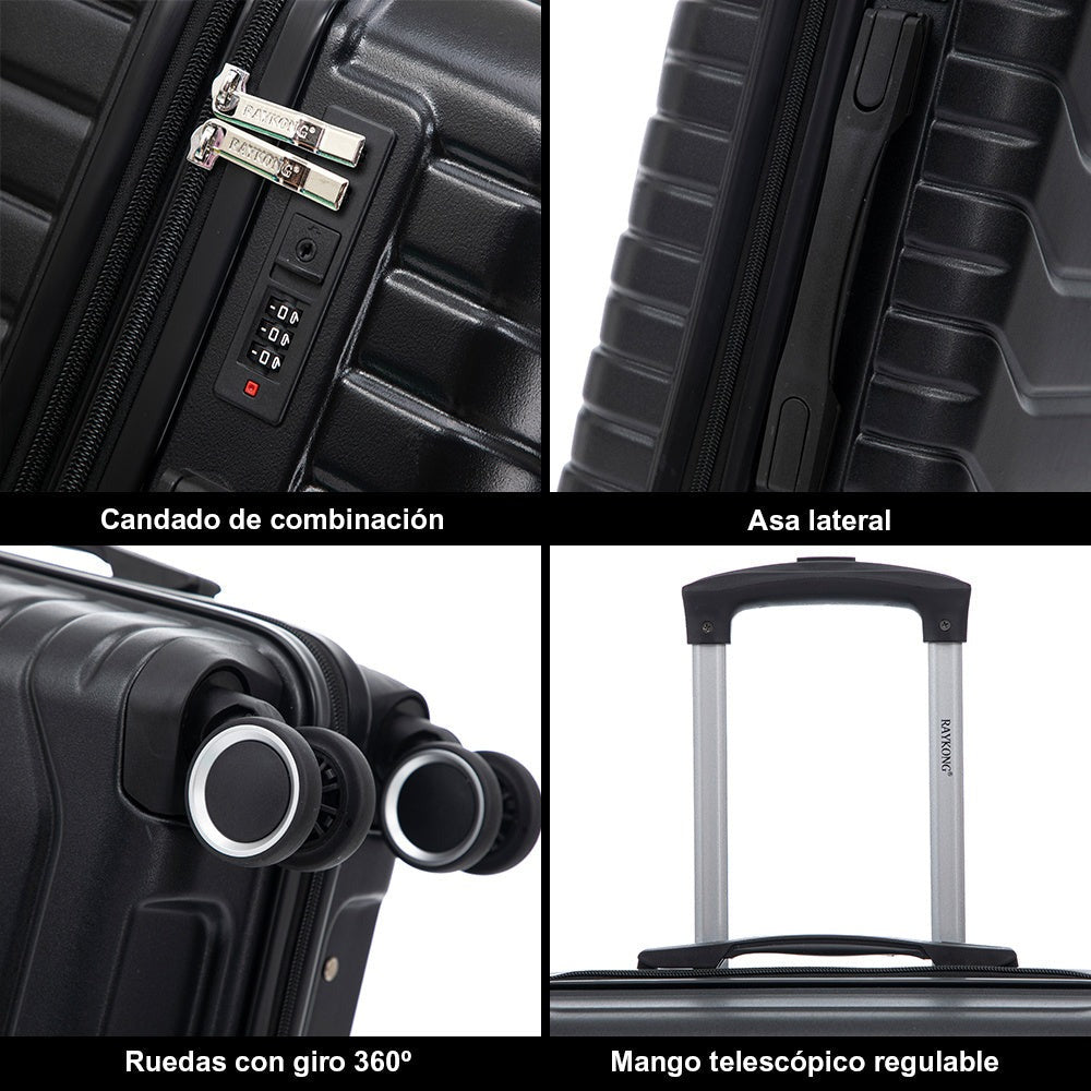 Juego de 3 Maletas 55x40x20cm ABS+Policarbonato | Maleta Mediana Expandible 66x45x27.50 - 30cm Extendido - 23kg | Neceser 29cm | Semirrígida trolley 4 ruedas giratorios a 360º cierre numérico - Negro/AzulMarino/RosaDorado/Turquesa/Menta/Verde/Amarillo/Ros