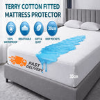 Protector de colchón ajustado impermeable, funda de sábanas de algodón terciopelo de 30 cm de profundidad, bolsillo ajustable, protector de terciopelo suave adecuado para todas las camas, incluidas camas individuales/dobles/camaras king, lavable a máquina