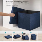 Puff o Banco de almacenaje Plegable | Taburete Reposapiés Otomana | Baúl de Almacenamiento | Taburete Reposapiés.para Cama, Dormitorio, salón, Comedor o Recibidor | 38x38x38cm | Soporta 300kg.
