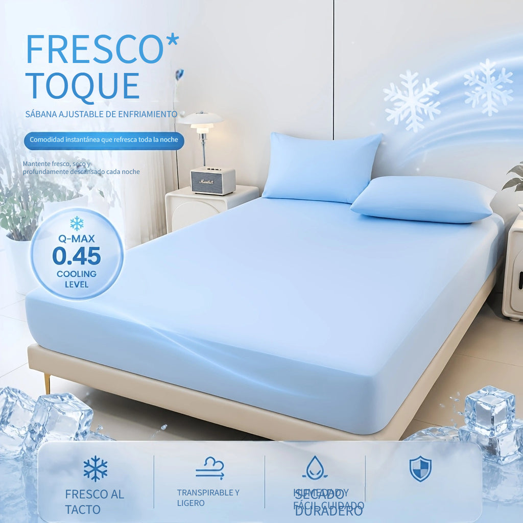 Sábana bajera ajustada fresca de verano - Suave con la piel y transpirable, que absorbe la humedad, protector de colchón acolchado antideslizante con elástico de 360°, resistente a las arrugas, a la decoloración y al encogimiento, lavable a máquina (funda