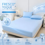 Sábana bajera ajustada fresca de verano - Suave con la piel y transpirable, que absorbe la humedad, protector de colchón acolchado antideslizante con elástico de 360°, resistente a las arrugas, a la decoloración y al encogimiento, lavable a máquina (funda