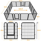 Corral para cachorros Costoffs de 65 cm de ancho x 80 cm de alto con paneles de malla, recinto plegable para perros con puerta y estacas de sujeción para uso en interiores y exteriores