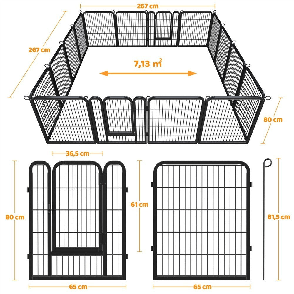 Corral para cachorros Costoffs de 65 cm de ancho x 80 cm de alto con paneles de malla, recinto plegable para perros con puerta y estacas de sujeción para uso en interiores y exteriores