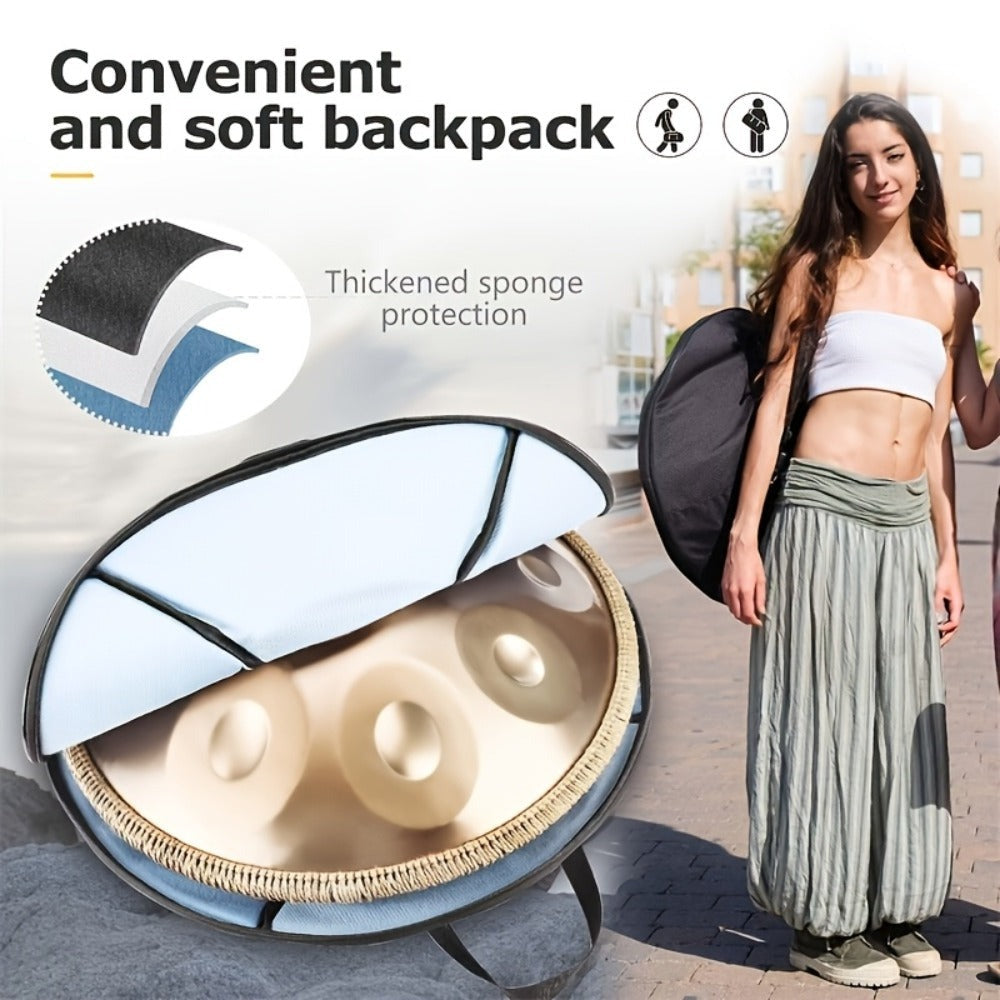 Tambor de Lengüeta de Acero de 22 Pulgadas con 10 Notas Afinadas 440Hz, Estilo Hand-Pan, para Relajación, Meditación, Práctica de Música Yoga, Incluye Baquetas y Bolsa de Transporte