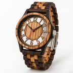 LeeEv Relojes de Madera Transparentes Huecos de Colores Mixtos para Hombres, Reloj de Madera Grabado a Mano, Reloj Analógico de Cuarzo, Reloj de Pulsera de Bambú para Hombres, Regalo para Hombres