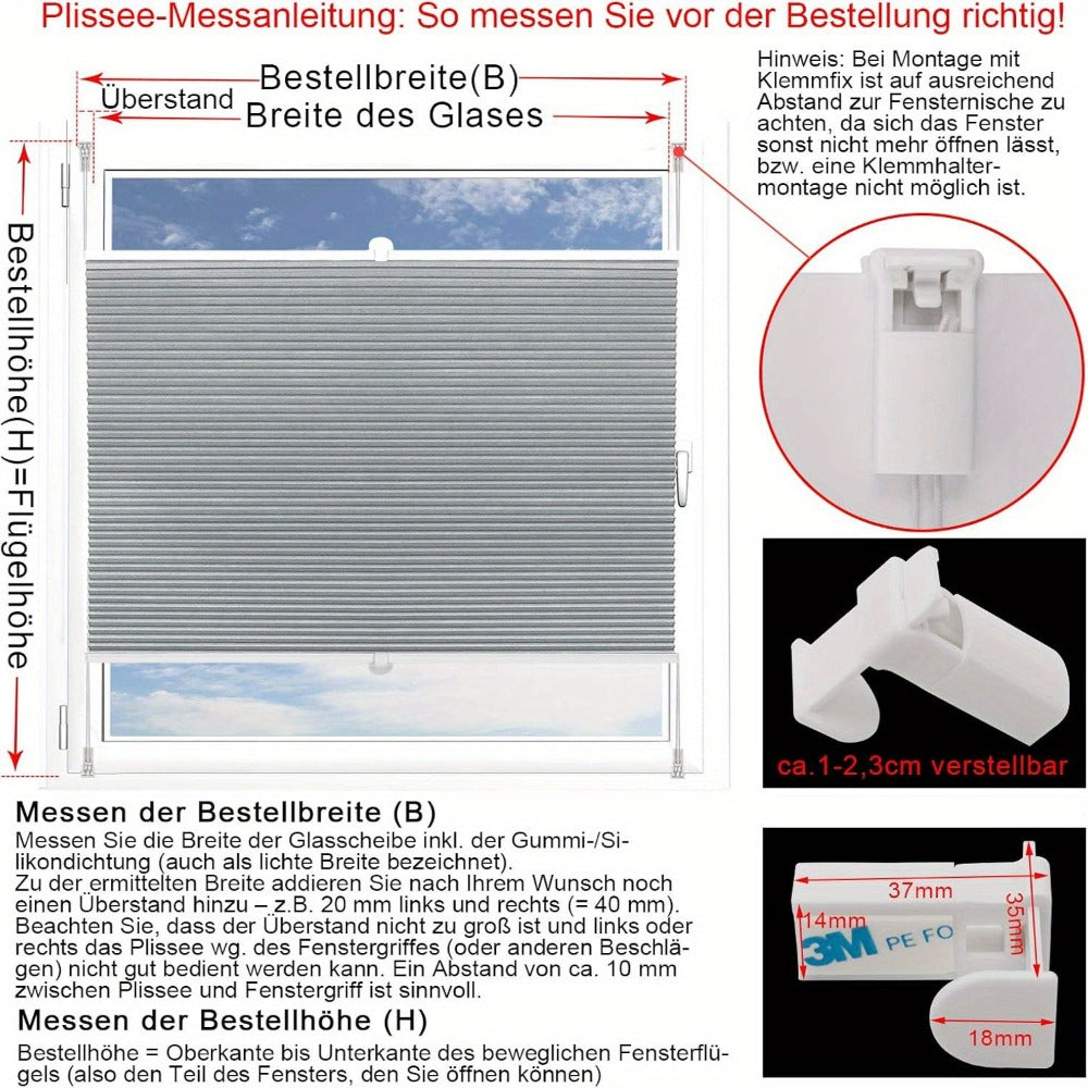 Sekey Cierre Panorámico de Panal sin Perforaciones - Blackout Total y Anti-espias, Estructura de Panal de Ahorro de Energía, Cálido en Invierno y Fresco en Verano. Sin Perforaciones, la Instalación a Presión es Fácil y Rápida. Adecuado para Dormitorio, Sa