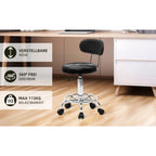 Taburete de oficina Bonnlo | Rodante, giro de 360°, altura ajustable, material de PVC, forma redonda, respaldo negro para estudio de uñas, salón de belleza, spas y oficinas