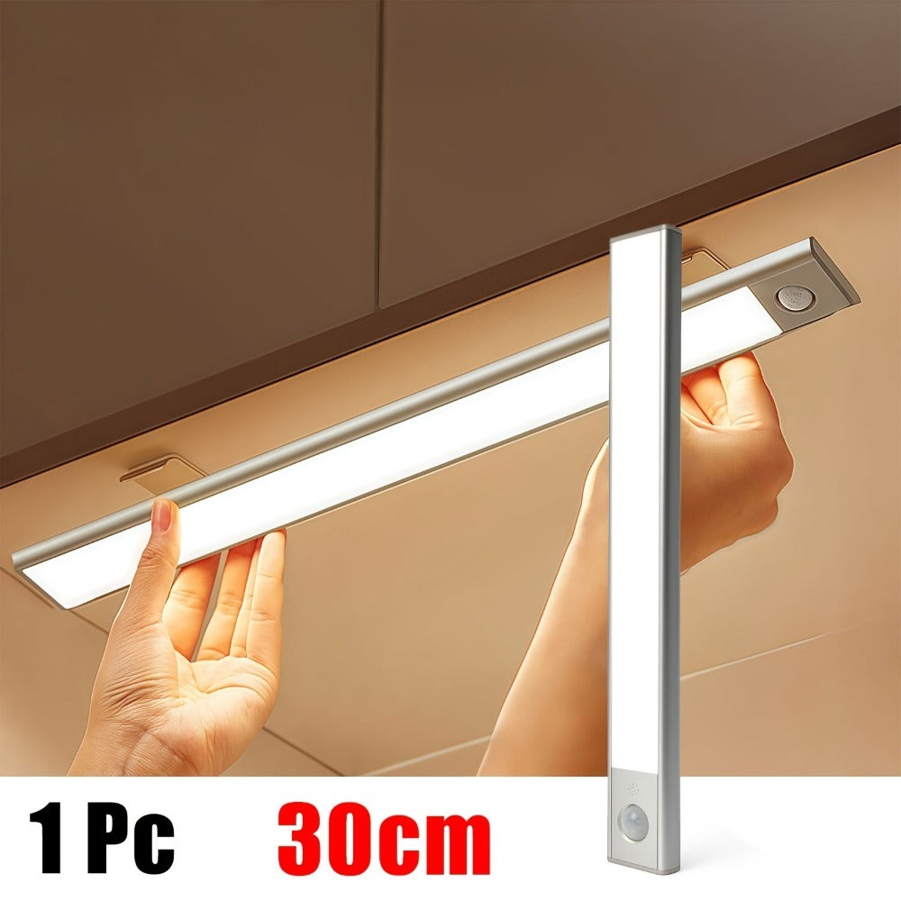 Luces LED para bajo mueble Setonr con carcasa de aleación de aluminio, luz con sensor de movimiento a pilas recargables para uso en interiores, luces magnéticas regulables para armario, iluminación inalámbrica para bajo mostrador para cocina, escaleras, d