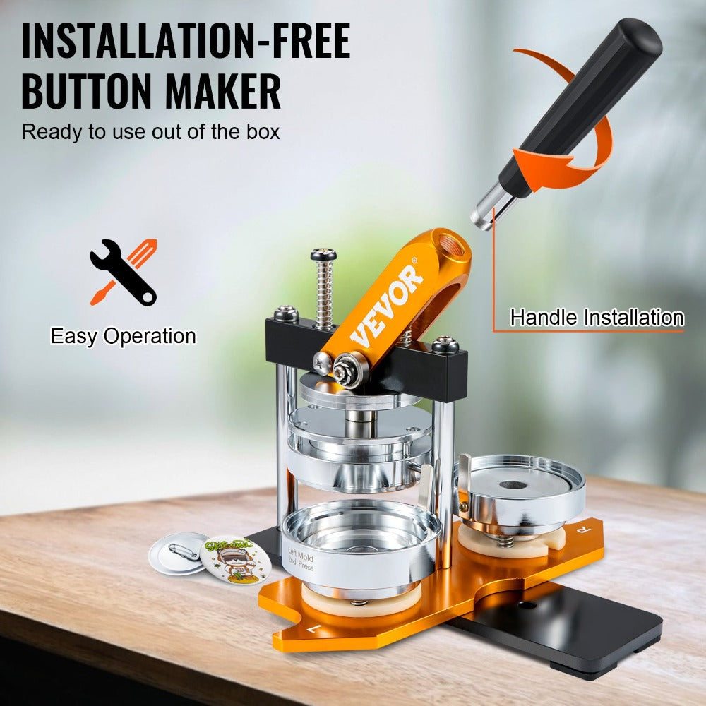 Máquina para hacer botones VEVOR, kit de prensa para hacer insignias de 75 mm (3 pulgadas), máquina para hacer pines de regalo para niños, suministros para hacer botones con 500 piezas de botones y cortador de círculos & libro mágico