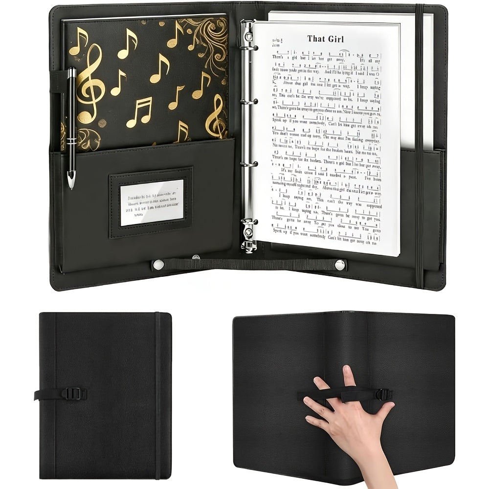 Carpeta de música A4 grande, carpeta de música de 4 anillos, 220 hojas máximas, para piano y actuación en escena