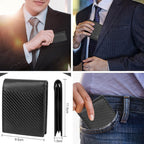 Cartera para Hombre, Cartera de Cuero Bifold con Bloqueo RFID, Cartera Delgada con Ventana para Identificación, Bolsillo con Cremallera para Monedas, 9 Ranuras para Tarjetas y 2 Compartimentos para Billetes, Cartera para Hombres con Caja de Regalo,