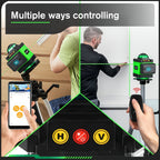 1 Juego de Nivel Láser de 16 Líneas con Nivelación Automática de 360°, Herramienta de Nivel Láser de Línea Cruzada Verde 4X360° para Construcción y Colgar Cuadros, Nivel Láser 4D con 2 Baterías Recargables