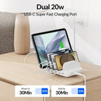 Soopii Hub de Carga Multi-Dispositivo de 5 Puertos, con 2 Puertos PD de 20W para Carga Rápida y 3 Puertos USB Compatibles con iPhones, iPhone 17, Smartphones, Tablets y Más. Incluye un Organizador de Cables, Perfecto para Regalos de Navidad. (Cables No In