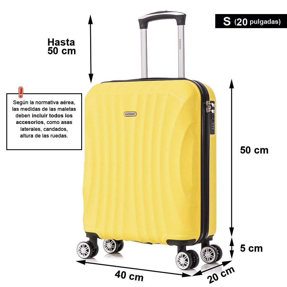 Maleta Cabina ABS 55x40x20cm (44L)- 20 Pulgadas - Negro/Azul/RosaDorado/Plateado/Amarillo/Rojo/Turquesa/Verde/Menta/Morada