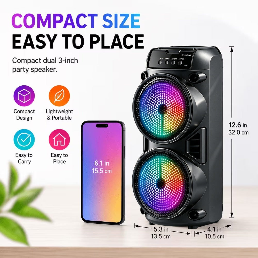 Altavoz Potente de 8000W, Caja de Karaoke Portátil con Luces RGB, Soporta Emparejamiento Estéreo TWS y Micrófono, Compatible con Tarjeta TF/USB MIC FM, Ideal para Fiestas, Exteriores, Camping, Pascua y Año Nuevo Chino