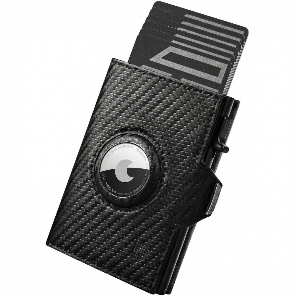 Cartera Pepple para Airtag, Cartera de hombre con botones, Cartera inteligente con compartimento para monedas, Cartera de hombre para más de 10 tarjetas, Carteras para hombre, Protección RFID, Marrón Plateado, Moderna