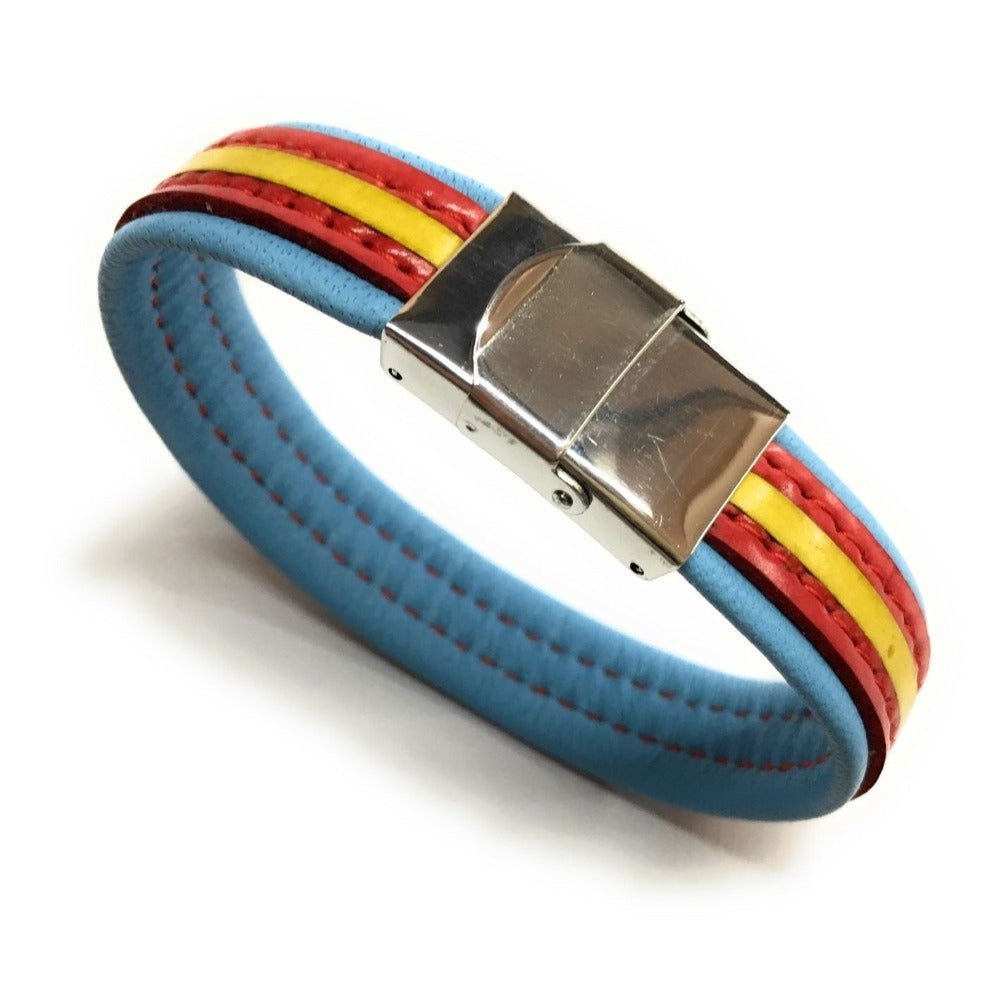 Pulsera De Cuero Bandera De España (Fabricada Artesanalmente) | Complementos de Moda Unisex para Hombres y Mujeres de Estilo Atemporal y Elegante | Regalos Originales y Exclusivos
