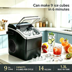 Máquina de cubitos de hielo, pequeña máquina para hacer hielo, con dos tamaños diferentes de cubitos, autolimpiable, asa portátil, perfecta para cocina, camping, autocaravana, fiestas, imprescindible para el verano, ideal para días calurosos