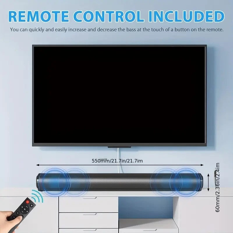 Barra de sonido para TV para cine en casa juegos y música | Inalámbrico y Control Remoto