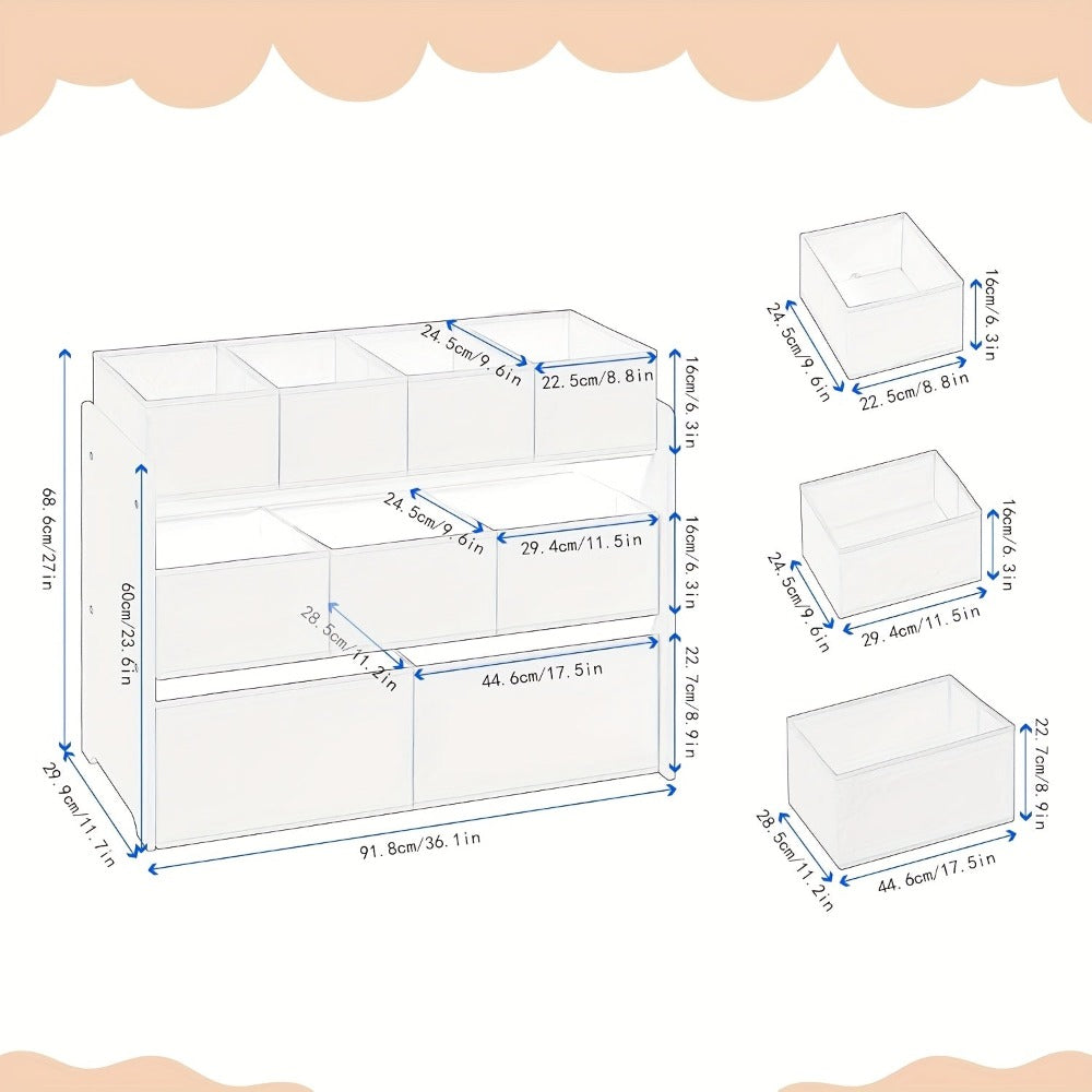 Gabinete de almacenamiento con cajones, 1 pieza, estante práctico, artículos de almacenamiento, se puede usar como estantería, estante de almacenamiento, estante de tres niveles con múltiples cajones, caja de almacenamiento de tela no tejida, para dormito