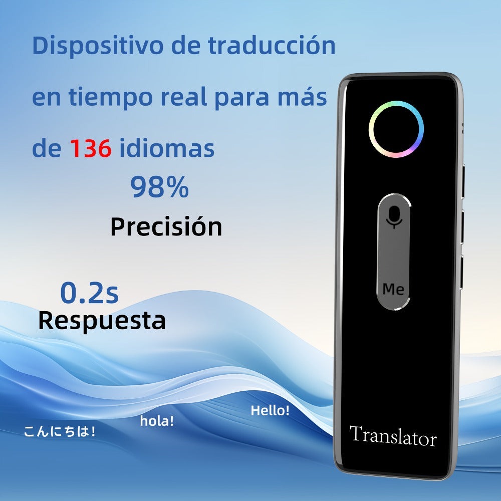 Gadget de traducción de idiomas compacto, traductor bidireccional instantáneo, aplicación de traducción de voz en línea, compatible con 136 idiomas, dispositivo de traducción altamente preciso para viajes, negocios y educación